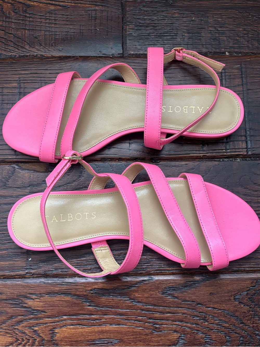 Talbots Bright Pink Strappy Ankle-Buckle Sandals